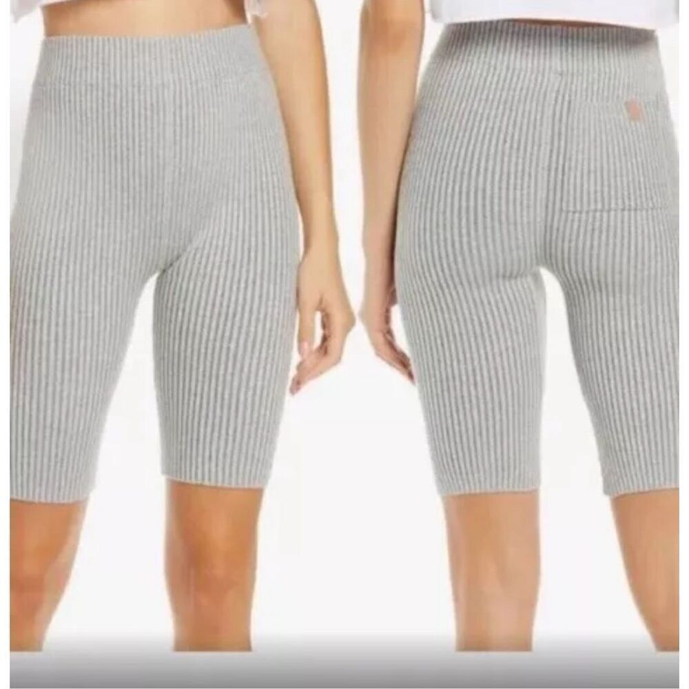 LUNYA Womens Shorts Gray Pull On Cozy Cotton Silk Ribbed Bike Lounge size S NWOT